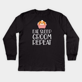 Dog Groomer - Eat Sleep Groom Repeat w Kids Long Sleeve T-Shirt